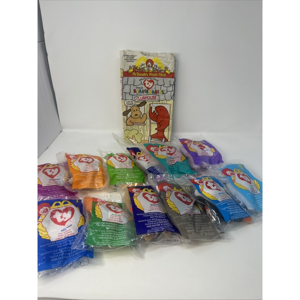 NEW 1998 Ty McDonald's Teenie Beanies Full Set 1-12 Original W/ Happy Meal Bag